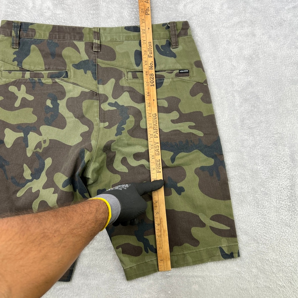 Volcom Camo Chino Shorts Size 33 Green Mens Skater Streetwear Stretch A09117V3 - Picture 8 of 9